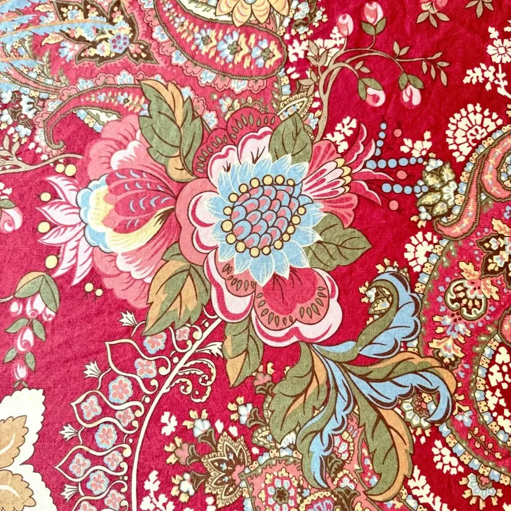Pottery Barn King Duvet Cover Clara Palampore Red Floral Paisley Bird RETIRED